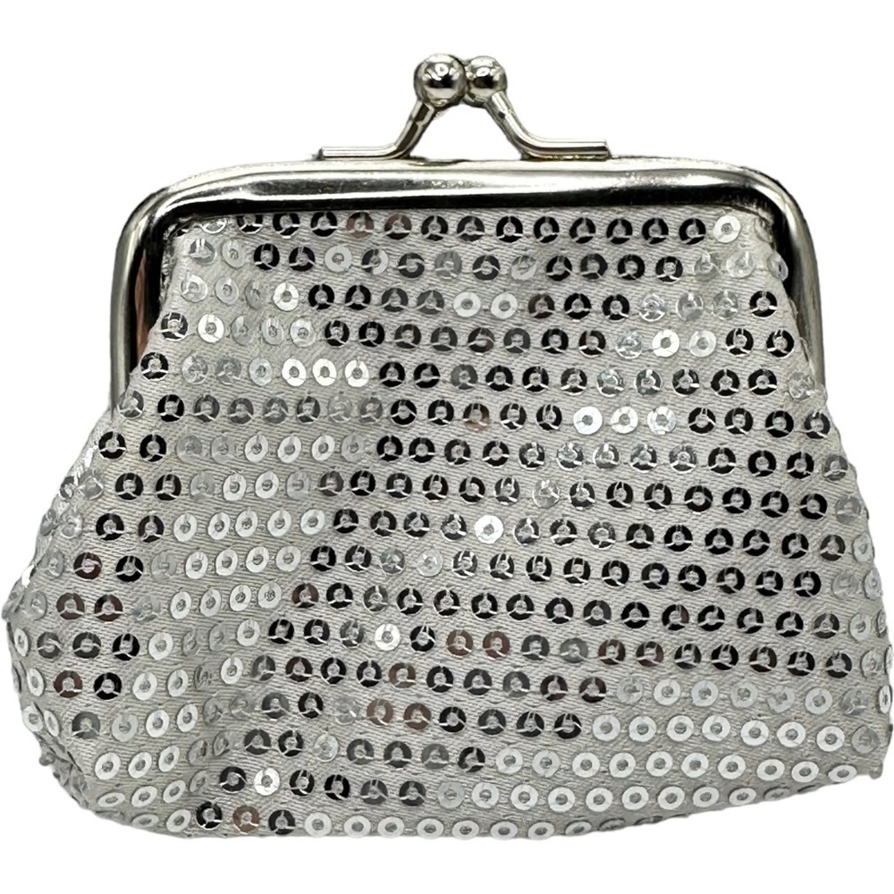 Silver Sequin Coin Micro Purse Silver Cross Purple Sparkling 18m Ginger Snap NWT - Picture 11 of 12